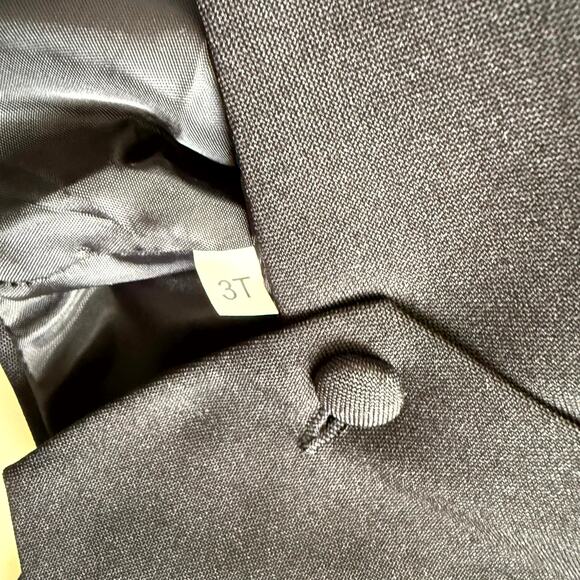 Vintage 90s Suit Set Boys Size 3T Black White Polyester Blend Formal 4-Piece - Picture 7 of 7